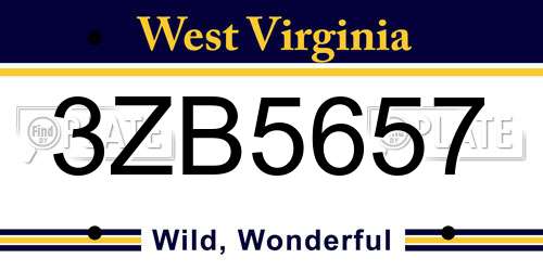 3ZB5657 West Virginia License Plate