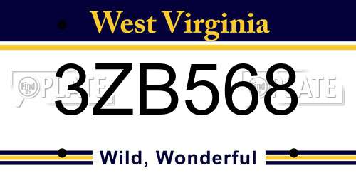 3ZB568 West Virginia License Plate