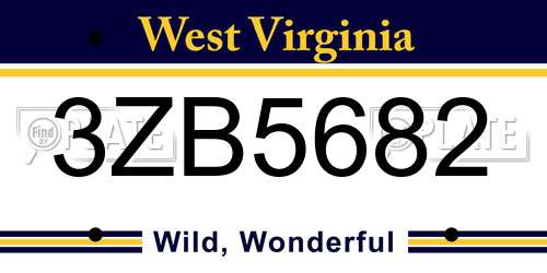 3ZB5682 West Virginia License Plate