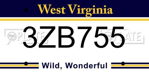 3ZB755 West Virginia License Plate