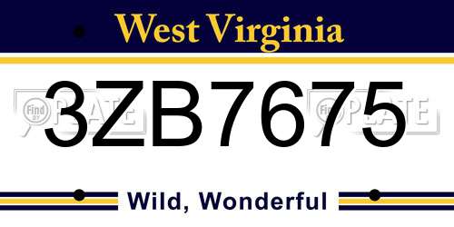 3ZB7675 West Virginia License Plate