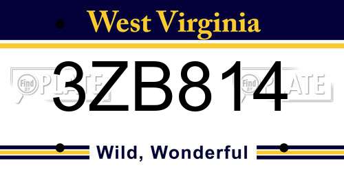 3ZB814 West Virginia License Plate