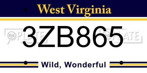 3ZB865 West Virginia License Plate