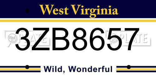 3ZB8657 West Virginia License Plate