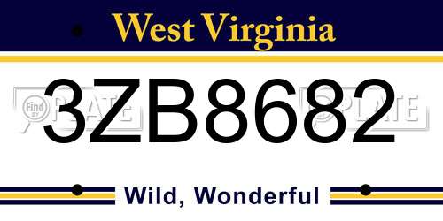 3ZB8682 West Virginia License Plate