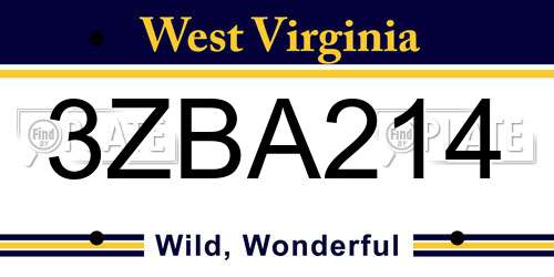 3ZBA214 West Virginia License Plate
