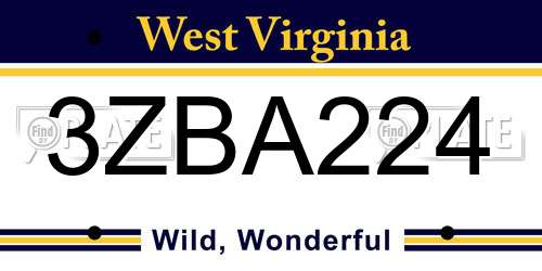 3ZBA224 West Virginia License Plate