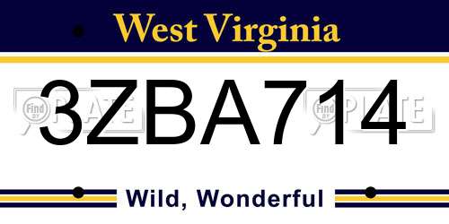 3ZBA714 West Virginia License Plate