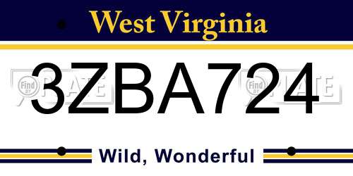 3ZBA724 West Virginia License Plate