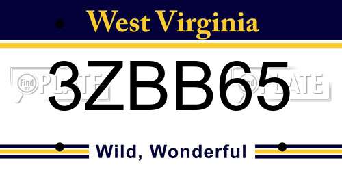 3ZBB65 West Virginia License Plate