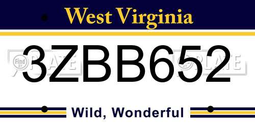 3ZBB652 West Virginia License Plate