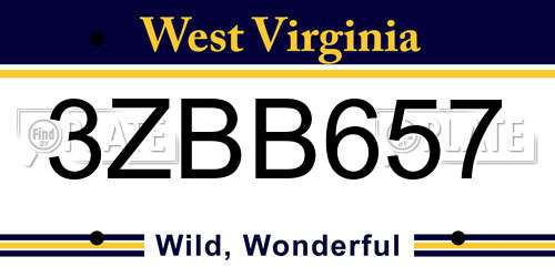 3ZBB657 West Virginia License Plate