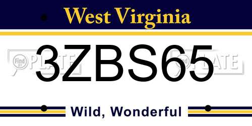3ZBS65 West Virginia License Plate