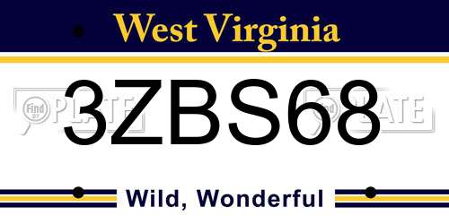 3ZBS68 West Virginia License Plate