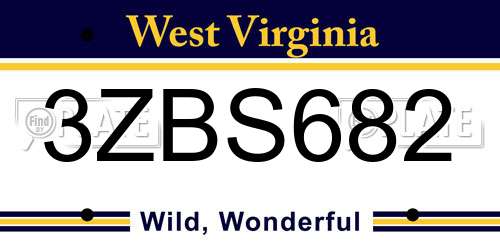 3ZBS682 West Virginia License Plate