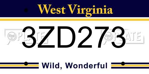 3ZD273 West Virginia License Plate