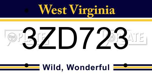 3ZD723 West Virginia License Plate