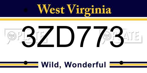 3ZD773 West Virginia License Plate