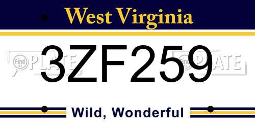 3ZF259 West Virginia License Plate