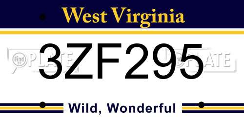 3ZF295 West Virginia License Plate