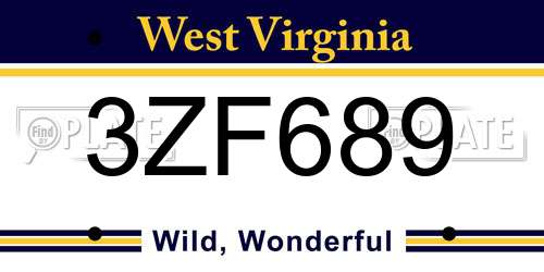3ZF689 West Virginia License Plate