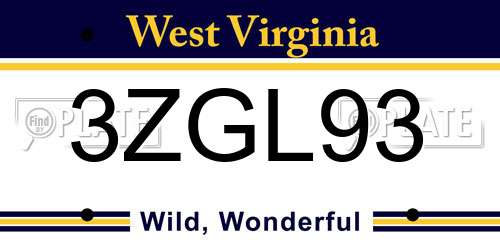 3ZGL93 West Virginia License Plate