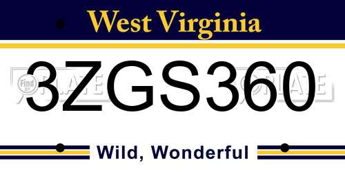 3ZGS360 West Virginia License Plate