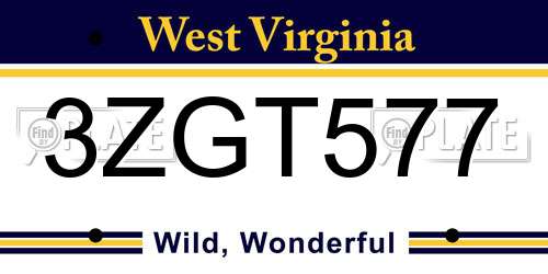 3ZGT577 West Virginia License Plate