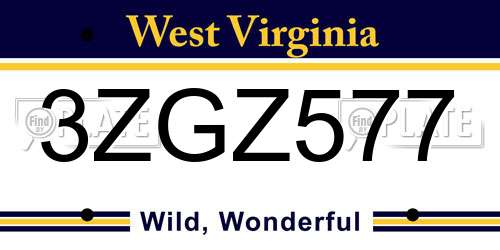 3ZGZ577 West Virginia License Plate