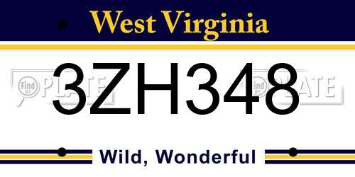 3ZH348 West Virginia License Plate