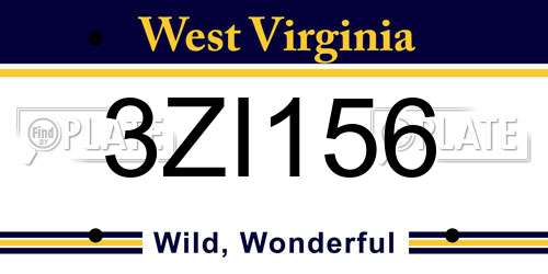 3ZI156 West Virginia License Plate
