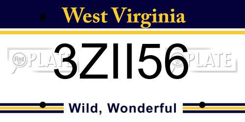 3ZII56 West Virginia License Plate