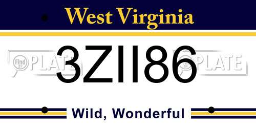 3ZII86 West Virginia License Plate