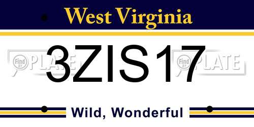 3ZIS17 West Virginia License Plate