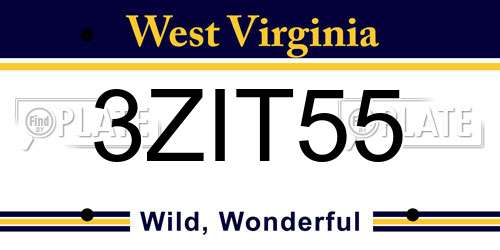 3ZIT55 West Virginia License Plate