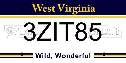 3ZIT85 West Virginia License Plate