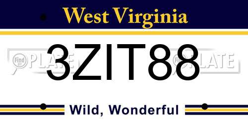 3ZIT88 West Virginia License Plate