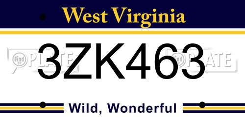 3ZK463 West Virginia License Plate