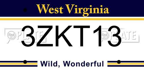 3ZKT13 West Virginia License Plate