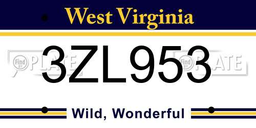 3ZL953 West Virginia License Plate
