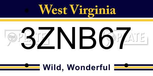 3ZNB67 West Virginia License Plate