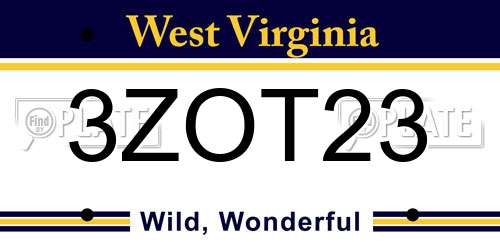 3ZOT23 West Virginia License Plate