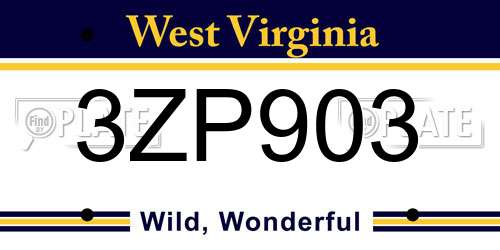 3ZP903 West Virginia License Plate