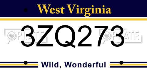 3ZQ273 West Virginia License Plate
