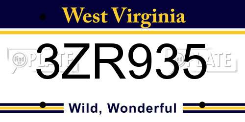 3ZR935 West Virginia License Plate