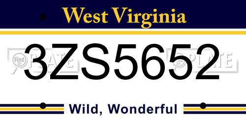 3ZS5652 West Virginia License Plate