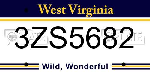 3ZS5682 West Virginia License Plate