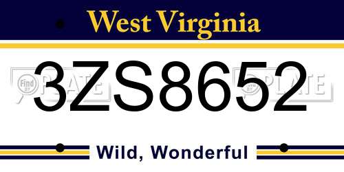 3ZS8652 West Virginia License Plate