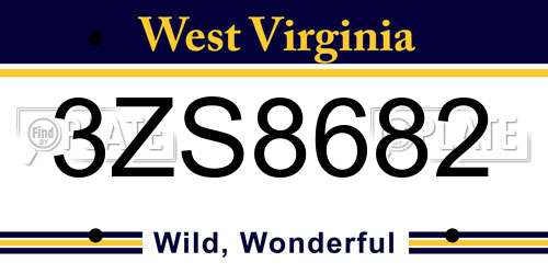 3ZS8682 West Virginia License Plate