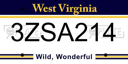 3ZSA214 West Virginia License Plate